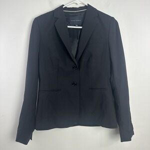 Banana Republic Womens Black Lightweight Wool Blend‎ Stretch Blazer Sz 4